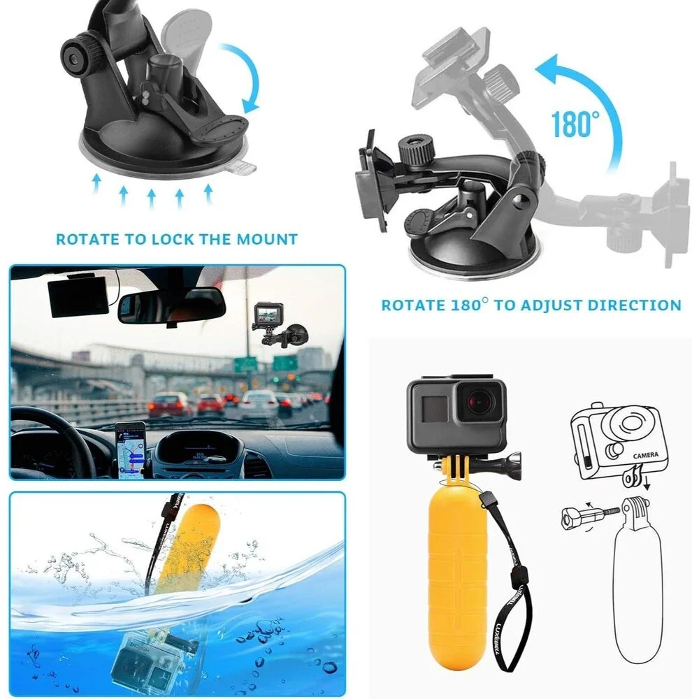 LUXEBELL 9 IN 1 ACCESSORIES KIT FOR GOPRO,phone Camera, Photography New